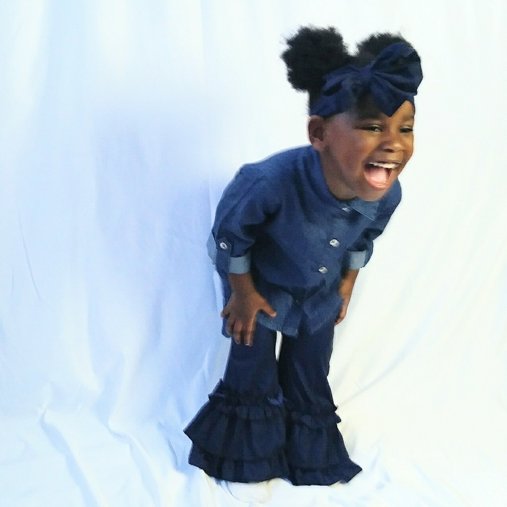 Pearl Girl's Big Ruffle Leggings & Headband Set
